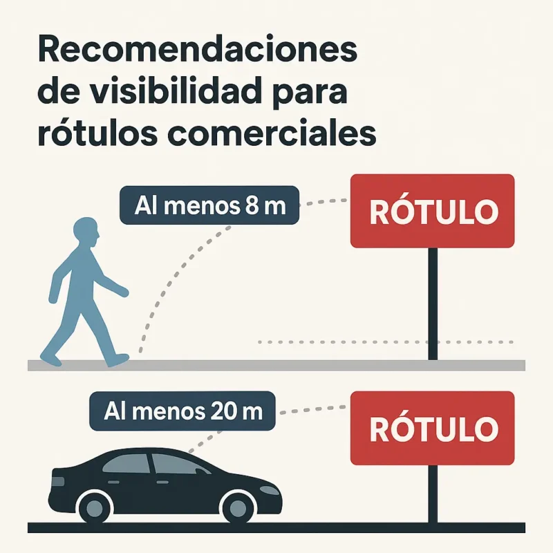 Gráfico sobre distancia de visibilidad de un rótulo