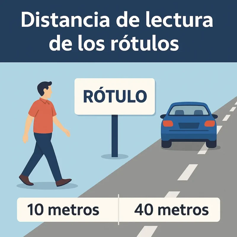 Comparativa de visibilidad de un rótulo desde coche y a pie