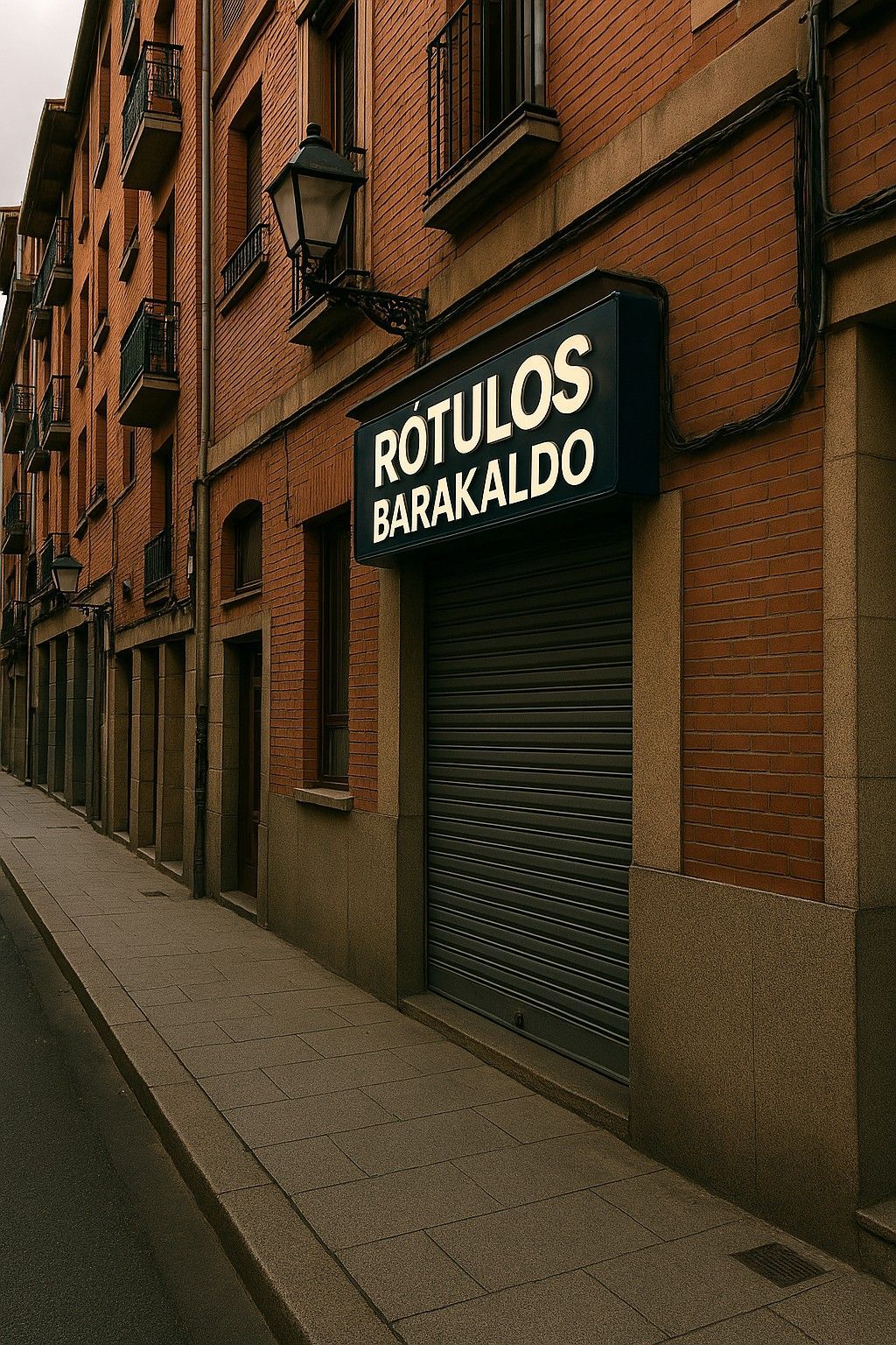 Rótulo luminoso instalado en la fachada de un comercio en Bizkaia